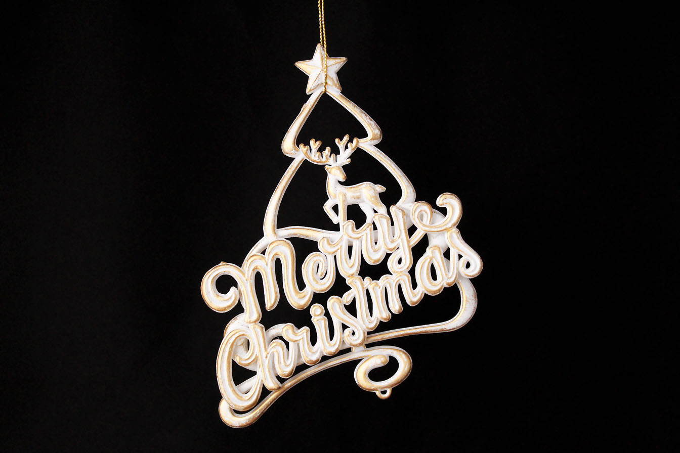 Merry Christmas With Deer And Christmas Tree Ornament