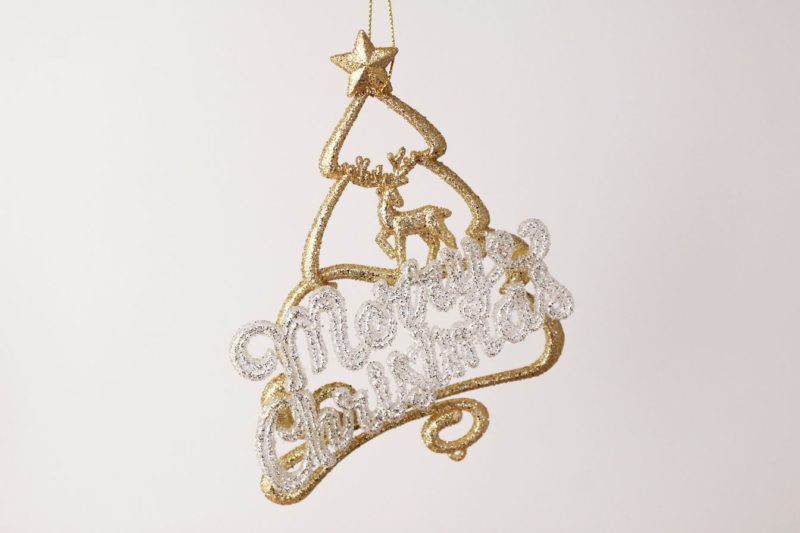 Merry Christmas With Deer And Christmas Tree Ornament