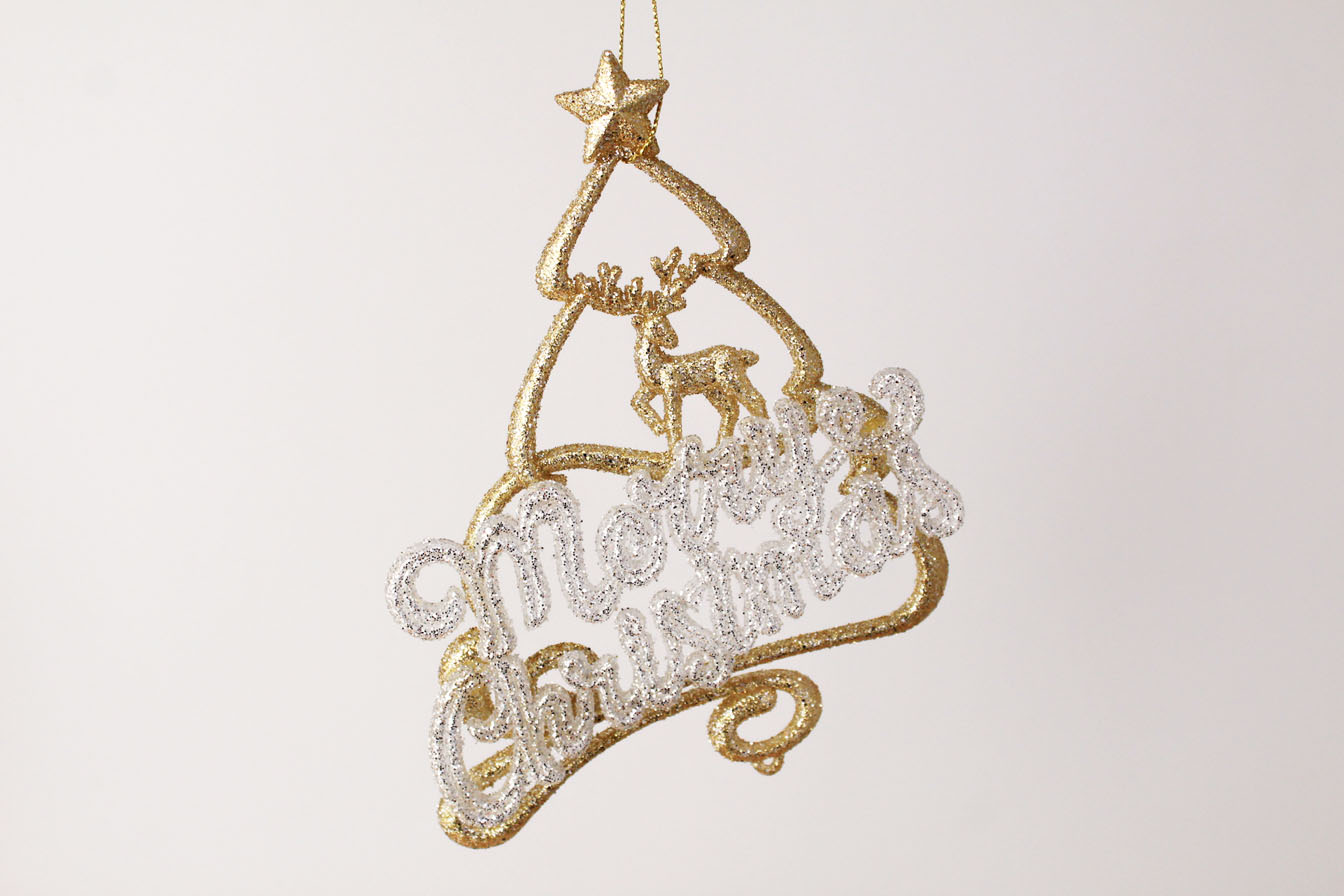 Merry Christmas With Deer And Christmas Tree Ornament