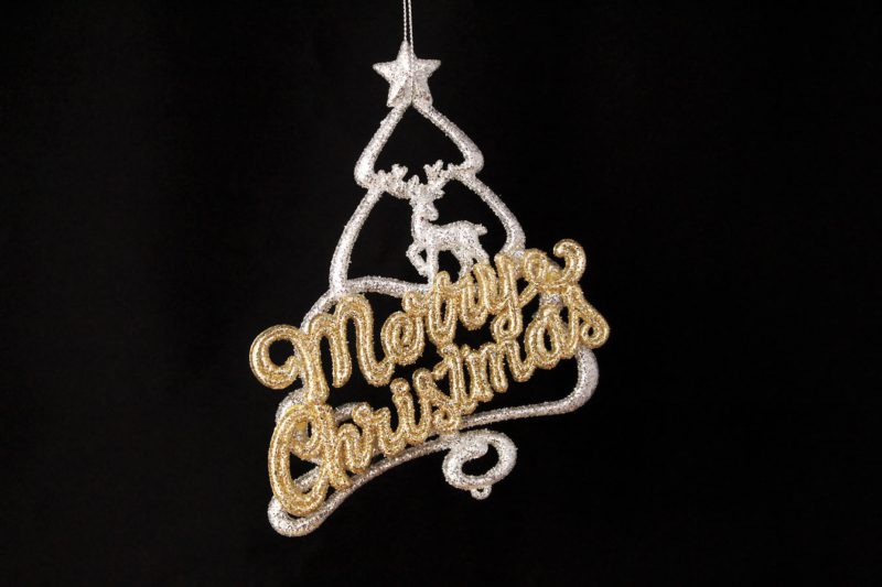 Merry Christmas With Deer And Christmas Tree Ornament