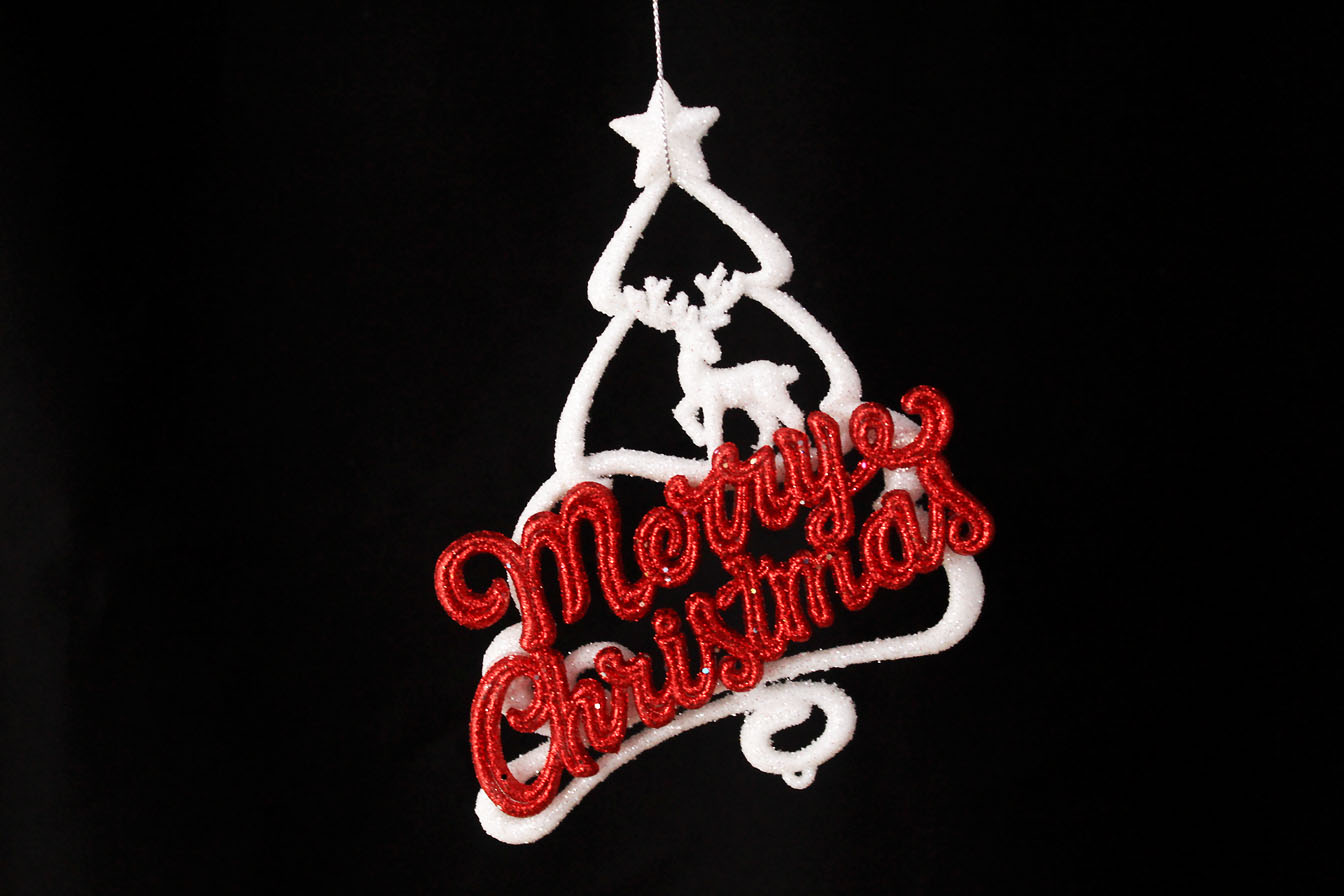 Merry Christmas With Deer And Christmas Tree Ornament