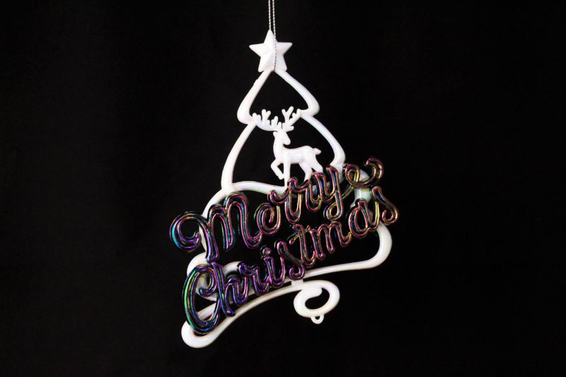 Merry Christmas With Deer And Christmas Tree Ornament