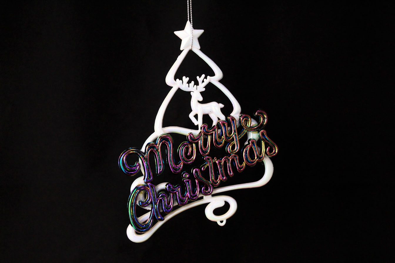 Merry Christmas With Deer And Christmas Tree Ornament