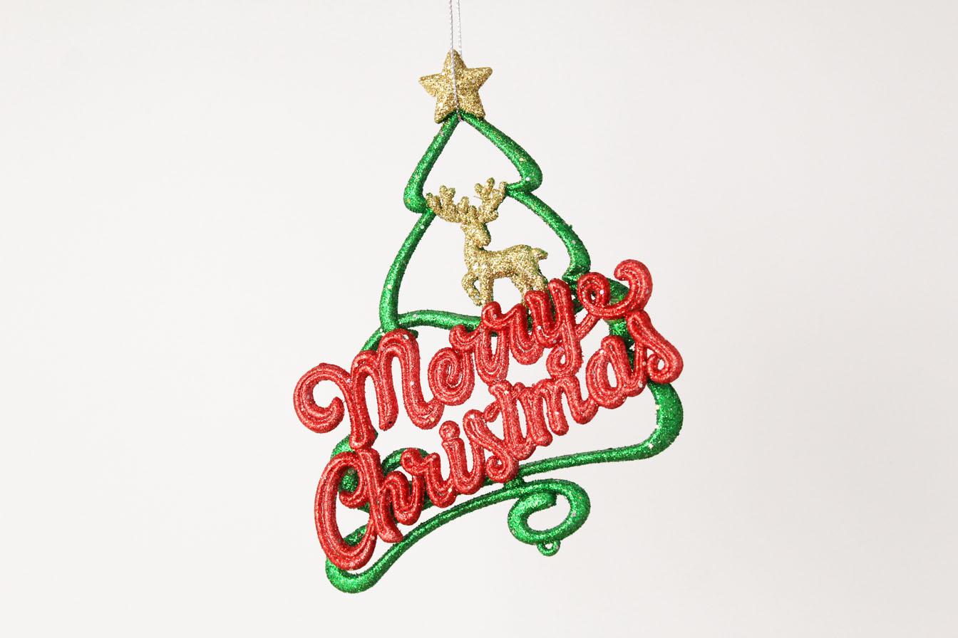 Merry Christmas With Deer And Christmas Tree Ornament