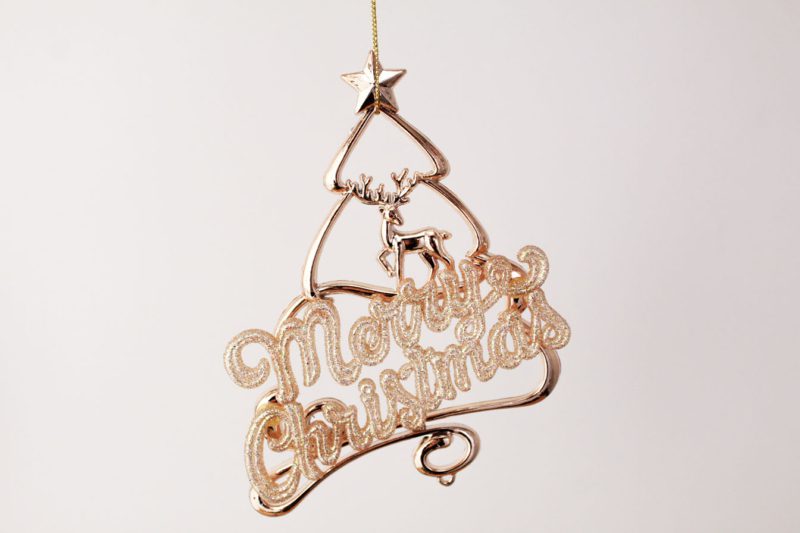 Merry Christmas With Deer And Christmas Tree Ornament