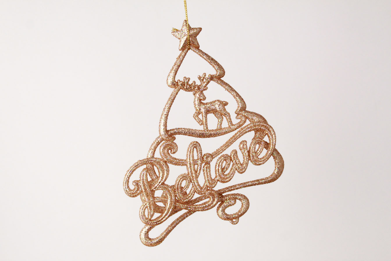 Believe With Deer And Christmas Tree Ornament