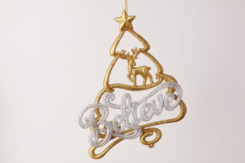 Believe With Deer And Christmas Tree Ornament