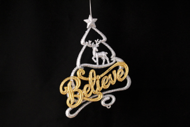 Believe With Deer And Christmas Tree Ornament