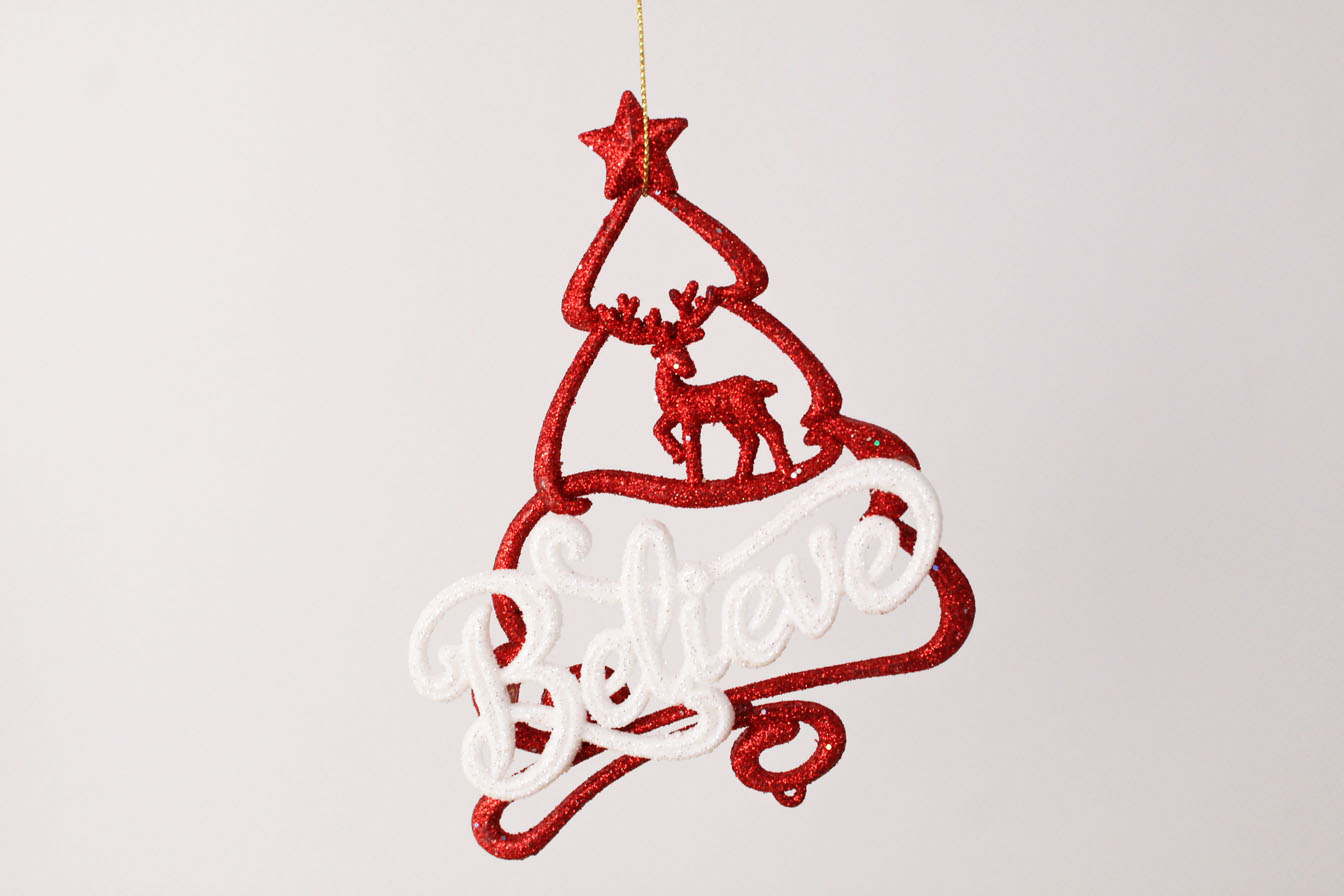 Merry Christmas With Deer And Christmas Tree Ornament