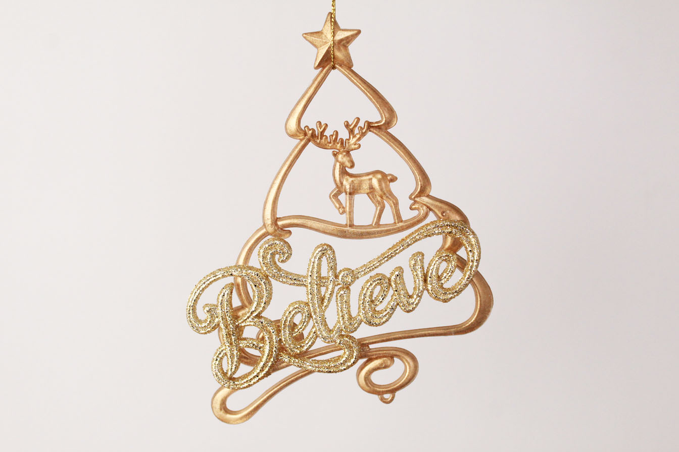 Believe With Deer And Christmas Tree Ornament