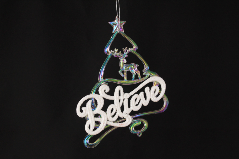 Believe With Deer And Christmas Tree Ornament