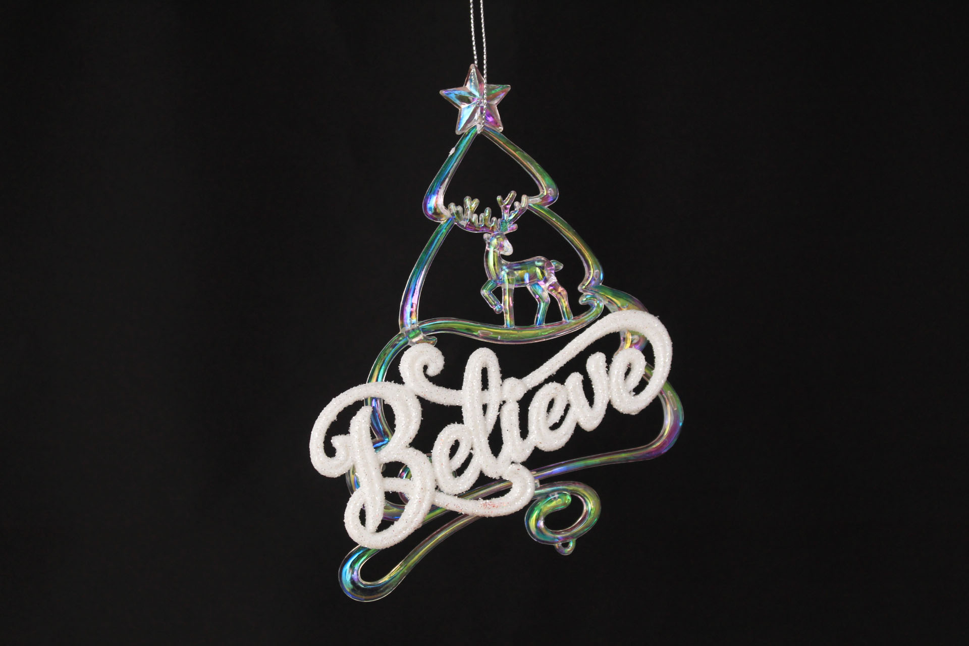 Believe With Deer And Christmas Tree Ornament
