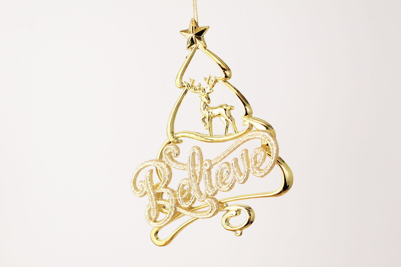 Believe With Deer And Christmas Tree Ornament