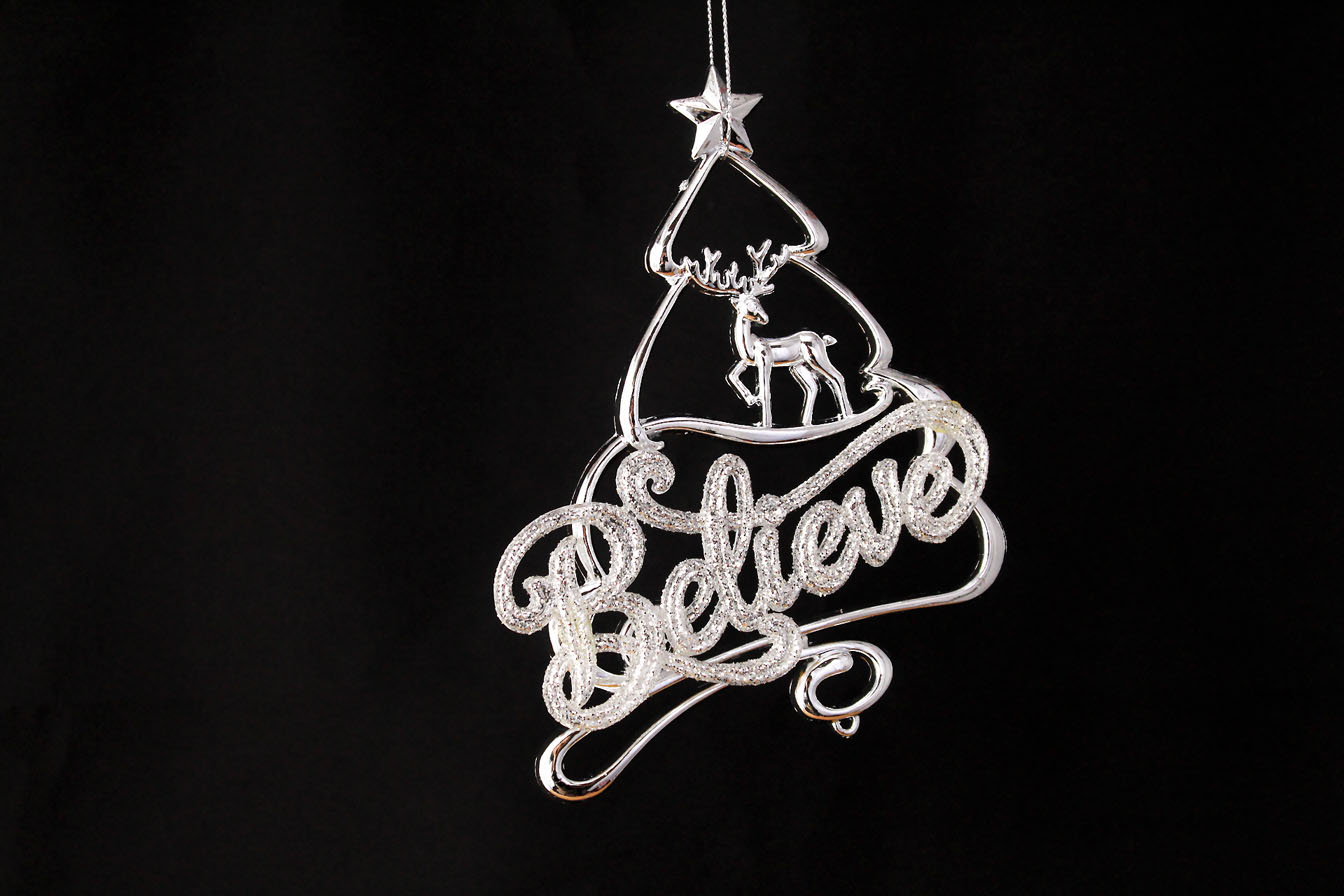 Believe With Deer And Christmas Tree Ornament