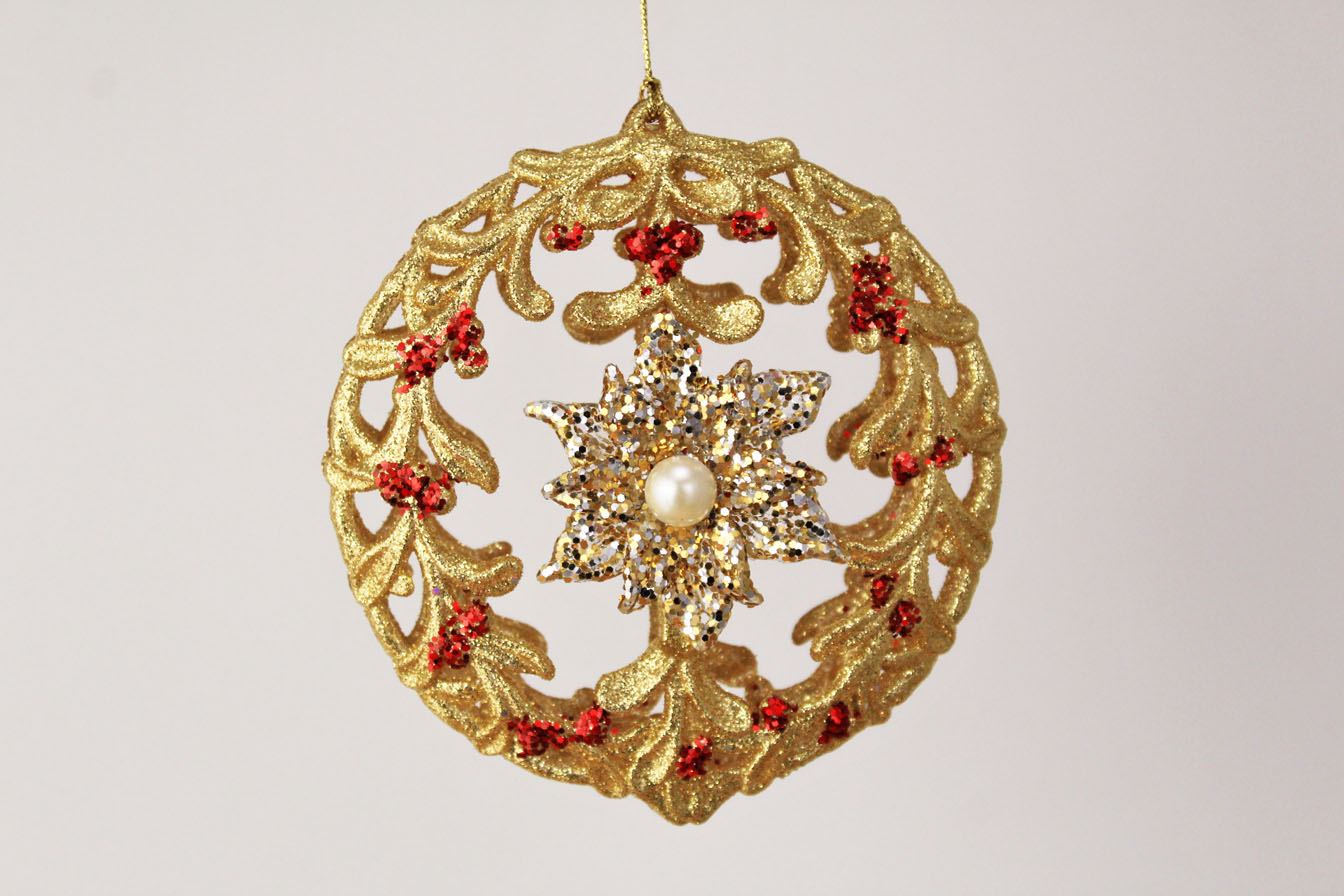 Mistletoe Decorative Drop/flat Round Ornament