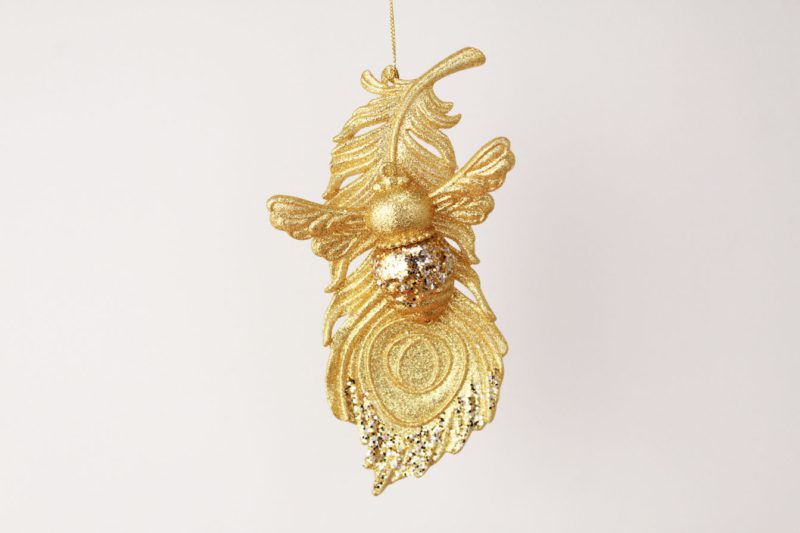 Peacock Feather And Bee Ornament