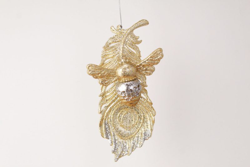 Peacock Feather And Bee Ornament