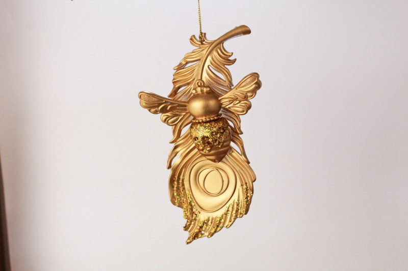 Peacock Feather And Bee Ornament