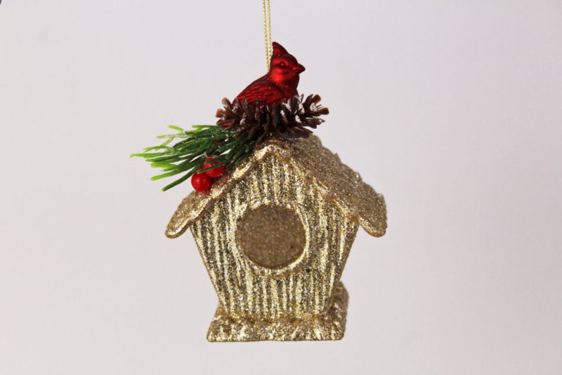 Bird House With Cardinal Ornament
