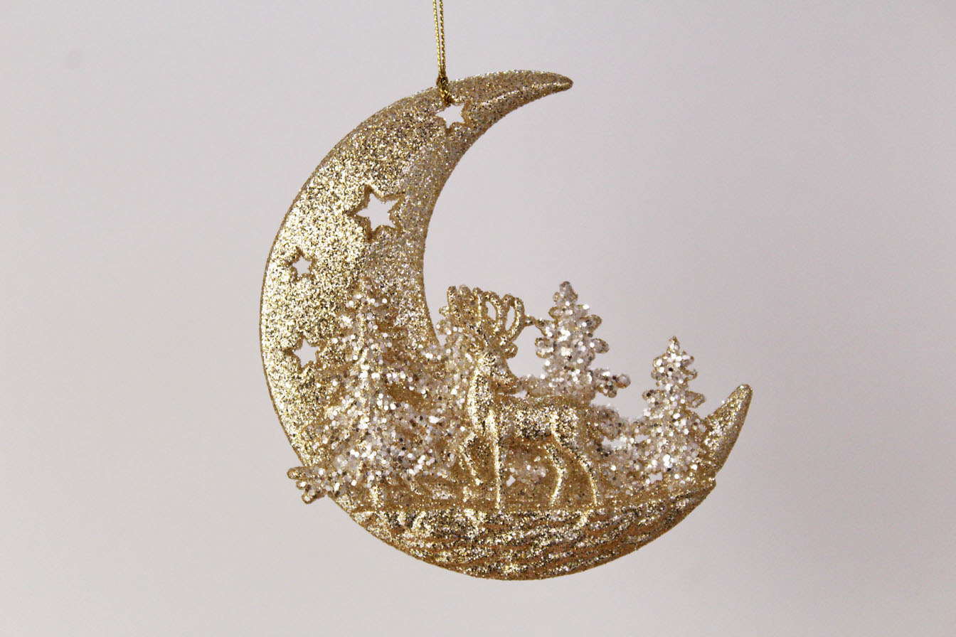 Woodland Deer With Crescent Moon Ornament