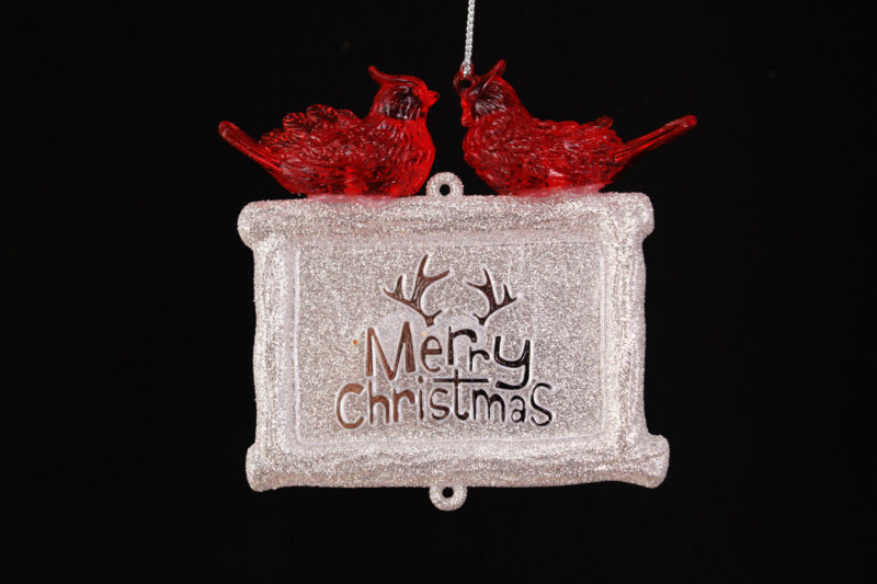 Cardinals And Merry Christmas Board Ornament