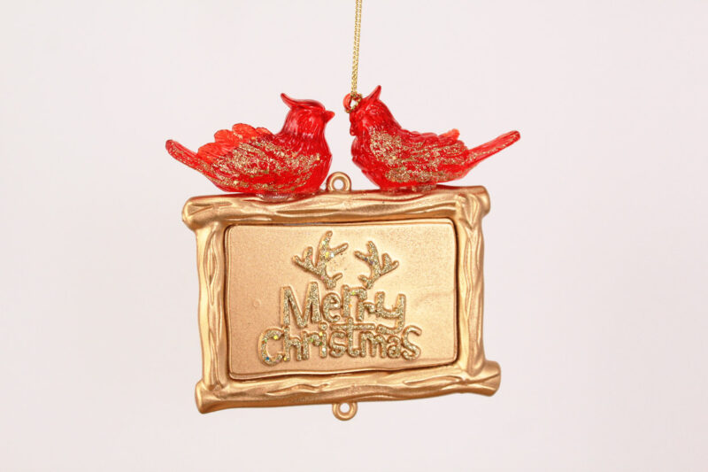 Cardinals And Merry Christmas Board Ornament
