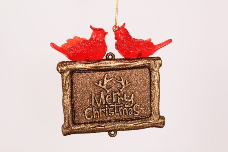Cardinals And Merry Christmas Board Ornament