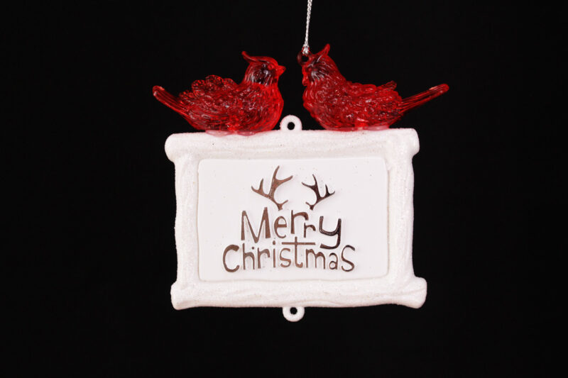 Cardinals And Merry Christmas Board Ornament
