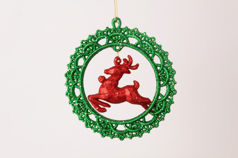 Jumping Deer In Wreath Ornament