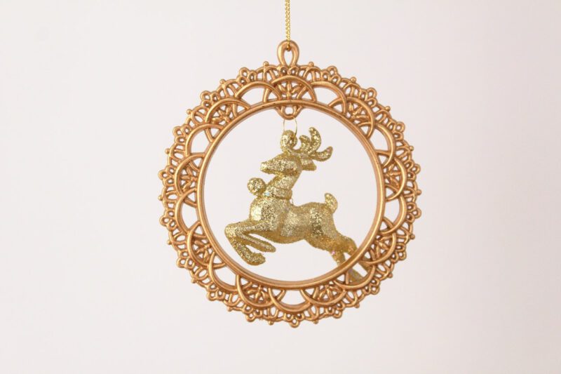 Jumping Deer In Wreath Ornament