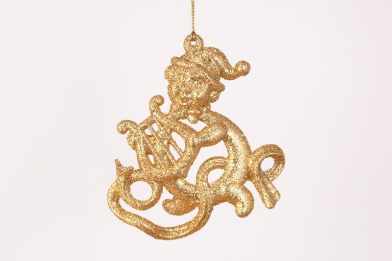 Christmas Elf Playing Lyre Ornament