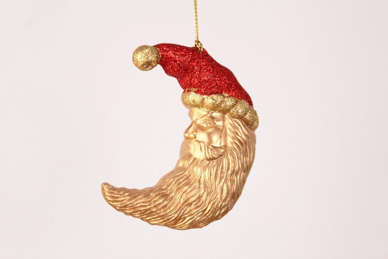 Moon With Santa Hat Ornament