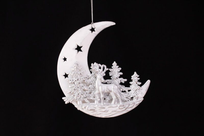 Crescent Moon With Deer Ornament