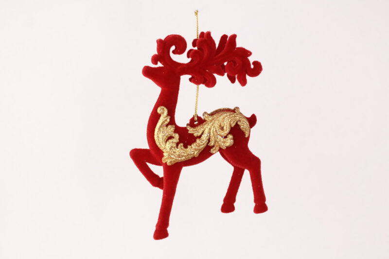 Flocked Deer Ornament