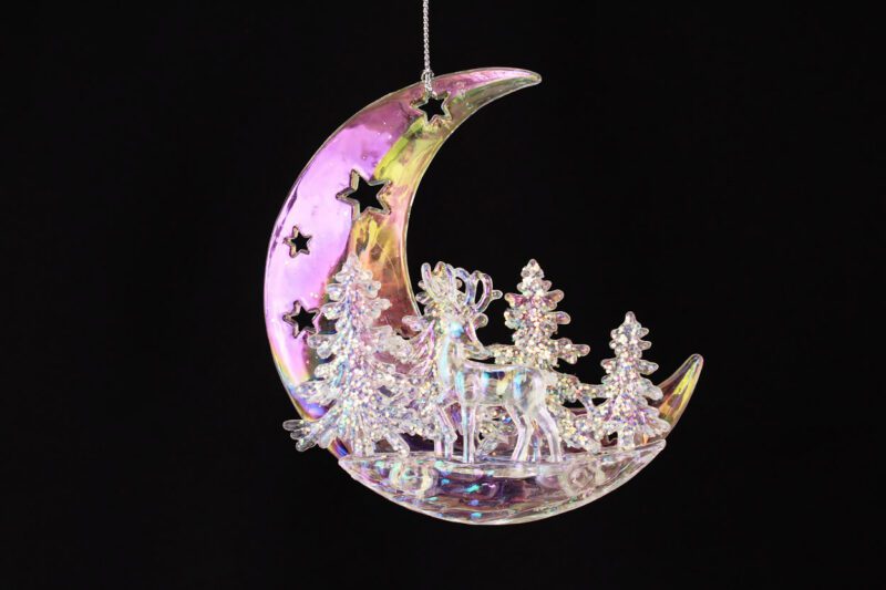 Crescent Moon With Deer Ornament