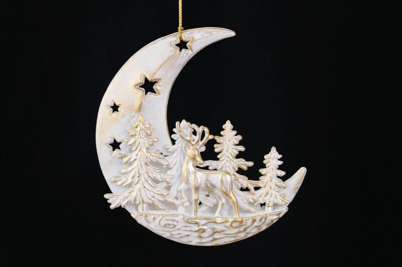 Crescent Moon With Deer Ornament