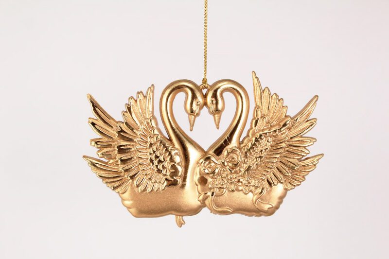 Swan Love Heart Ornament