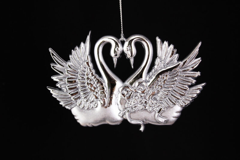 Swan Love Heart Ornament